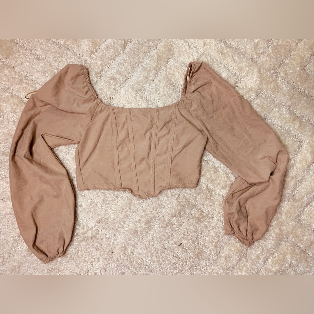 Kirious Corset Type Crop Top Long Sleeve XS Rouched Back